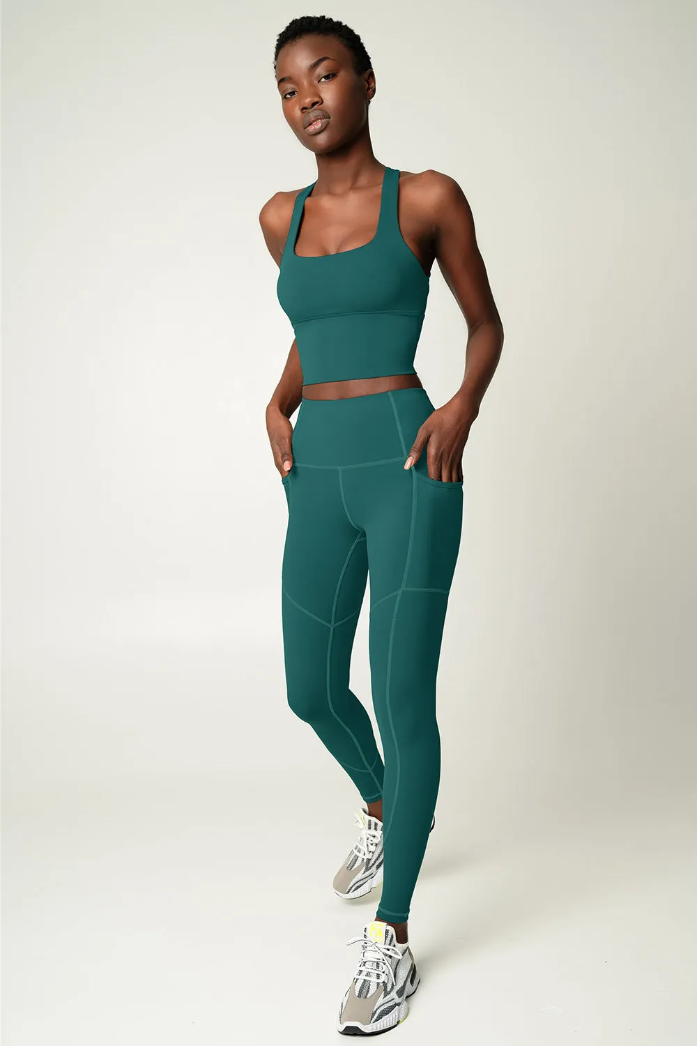 4 for $54 - Emerald Green Kelly Crisscross Back Long Line Padded Sports Bra - Women