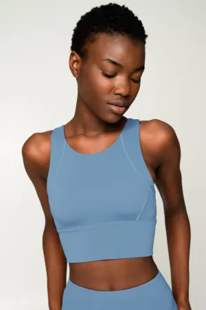 4 for $54 - Sky Blue Kelly Long Line Full Coverage Padded Sports Bra - Women