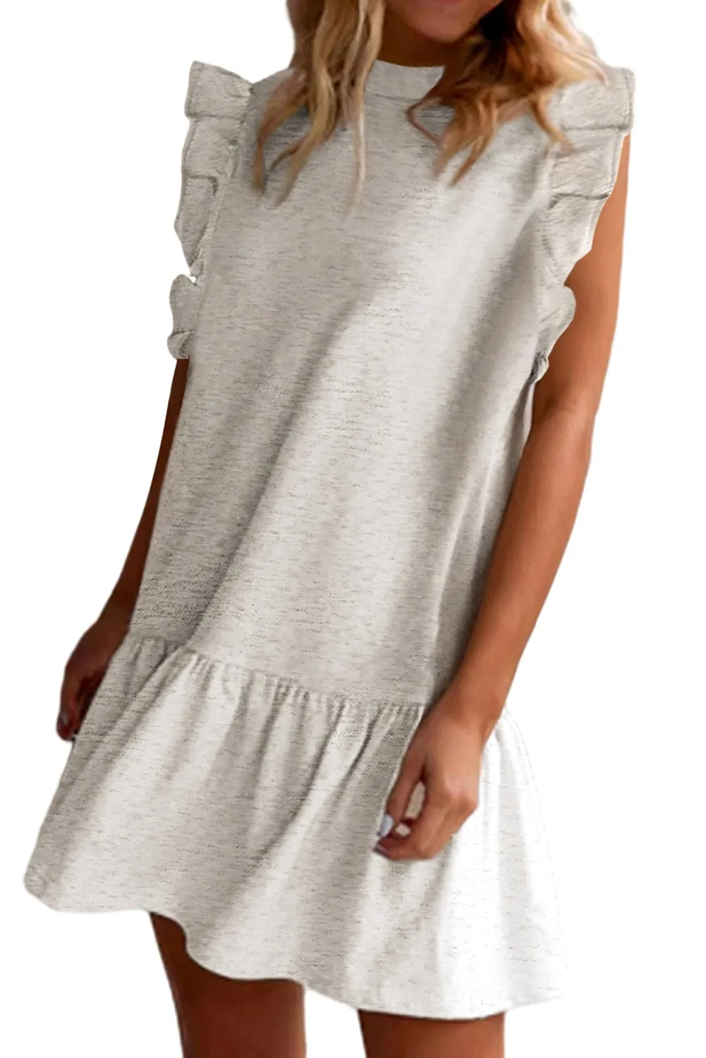 A-Line Ruffle Dress in Grey