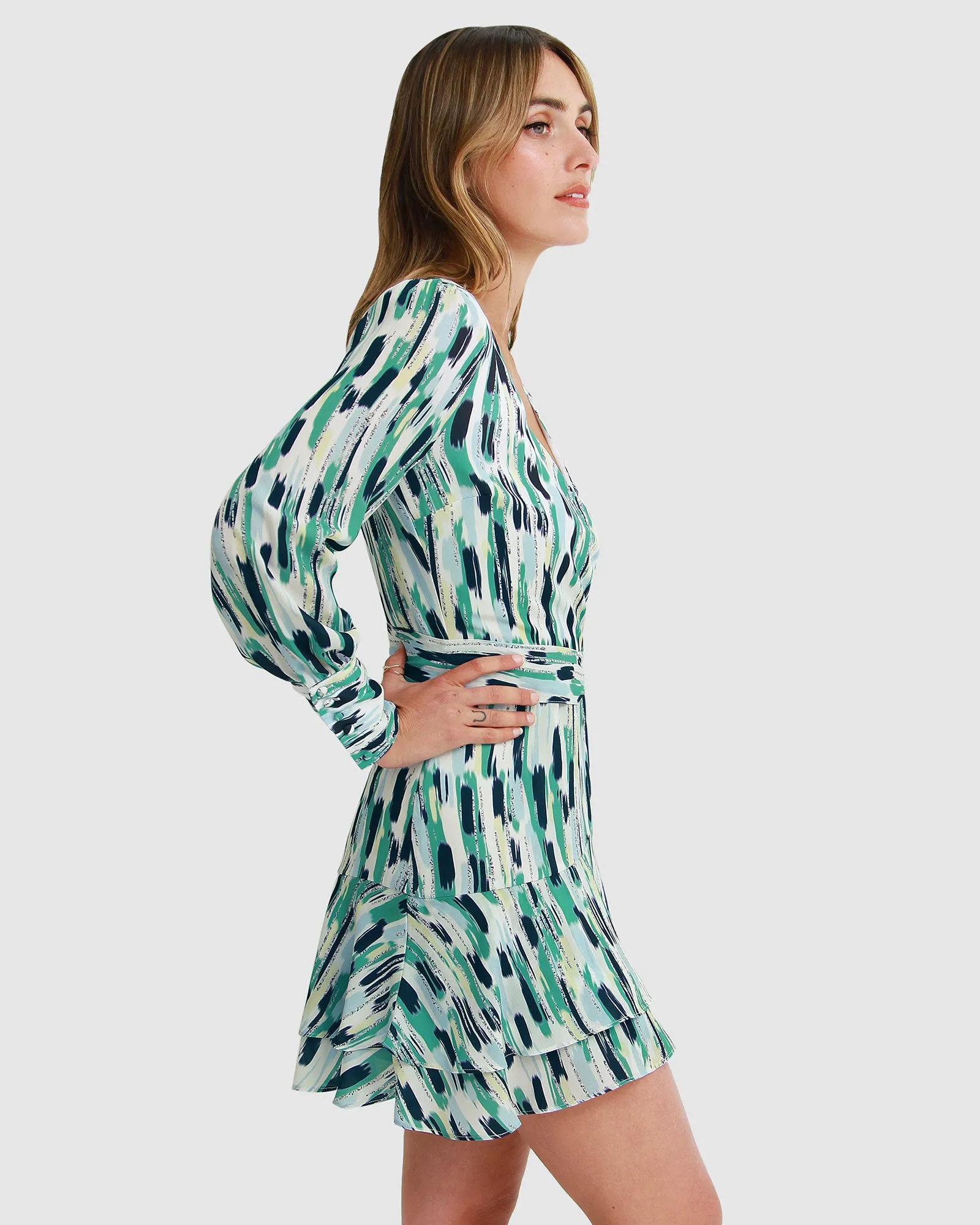 A Night With You Mini Wrap Dress - Green FINAL SALE