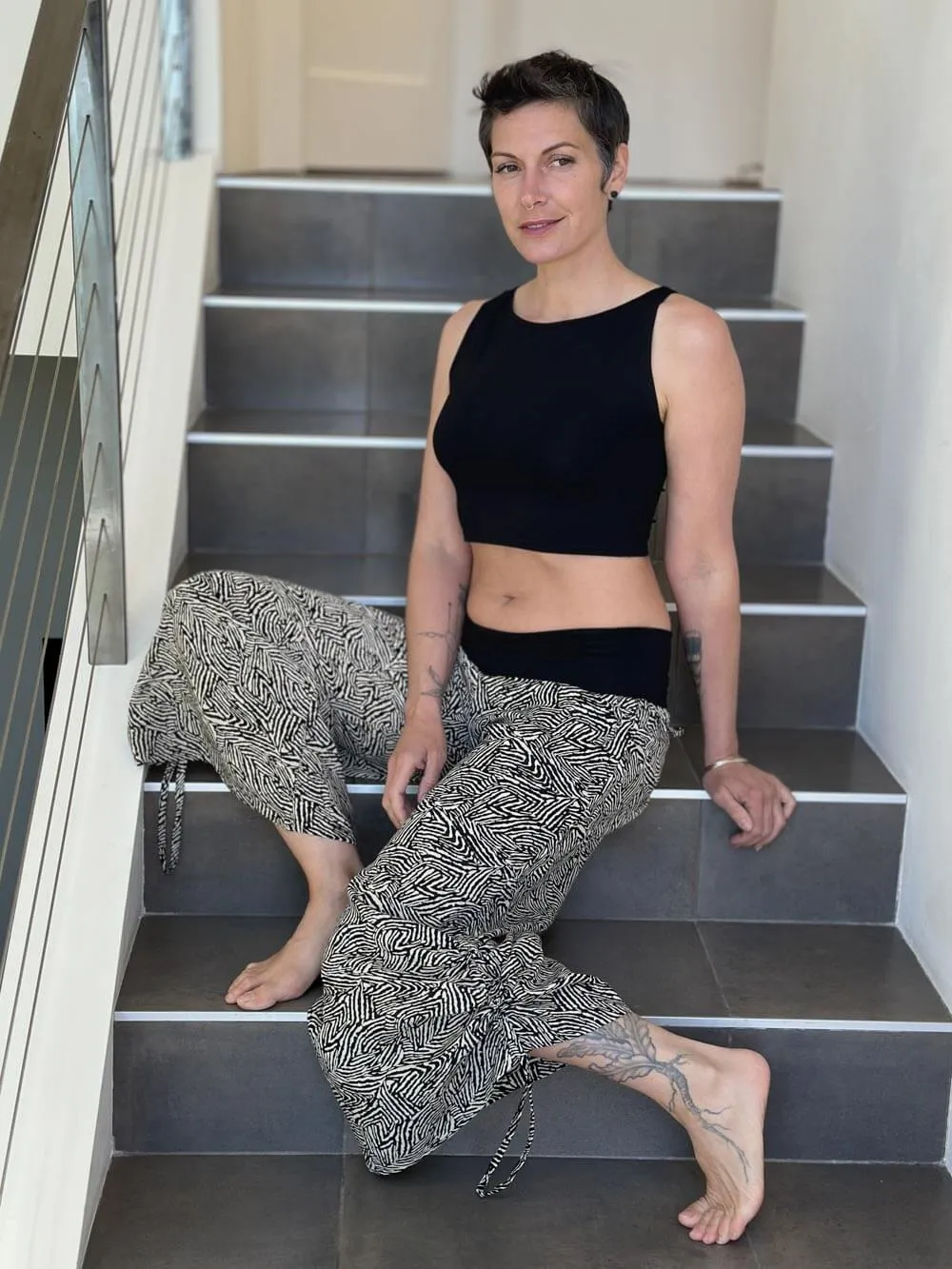 Abstract Print Ruched Pant