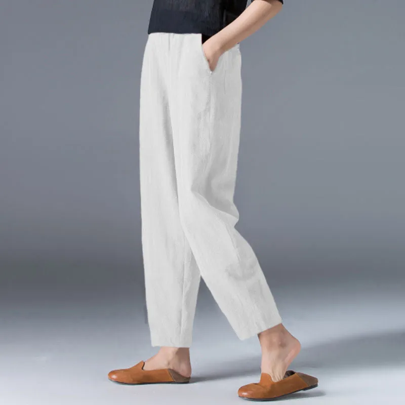 Anti-cotton Elastic Waist Wide Leg Trousers