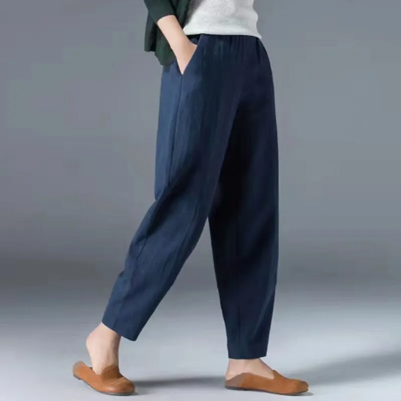 Anti-cotton Elastic Waist Wide Leg Trousers