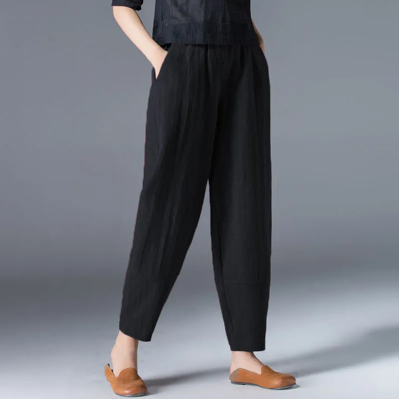 Anti-cotton Elastic Waist Wide Leg Trousers