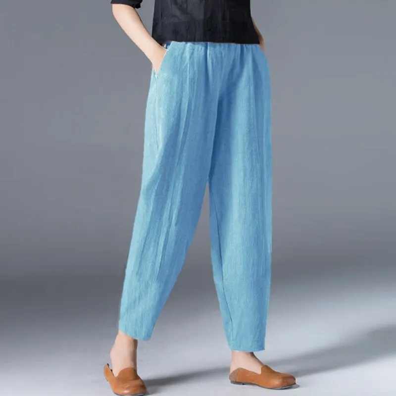 Anti-cotton Elastic Waist Wide Leg Trousers
