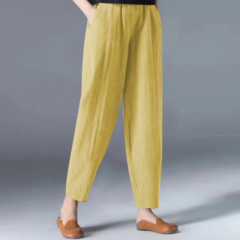 Anti-cotton Elastic Waist Wide Leg Trousers