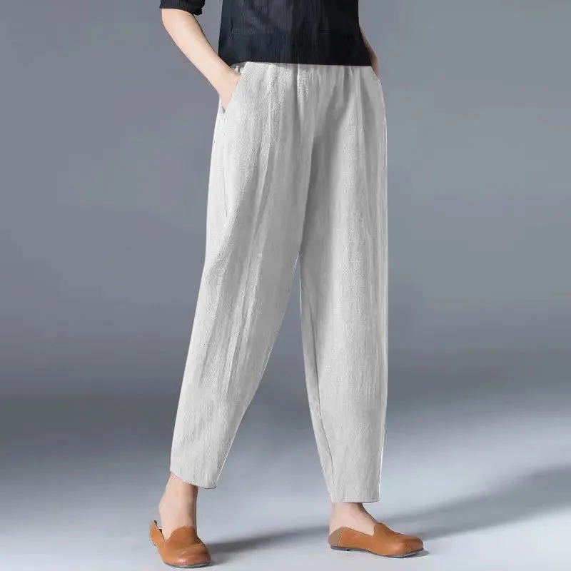Anti-cotton Elastic Waist Wide Leg Trousers