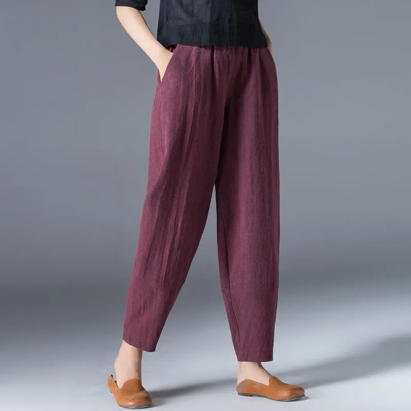 Anti-cotton Elastic Waist Wide Leg Trousers