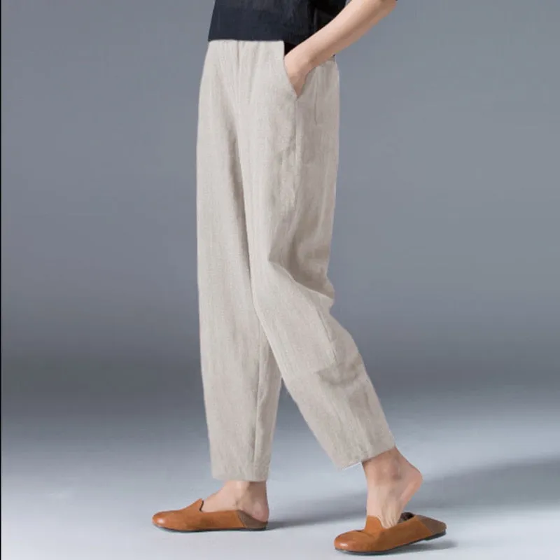Anti-cotton Elastic Waist Wide Leg Trousers
