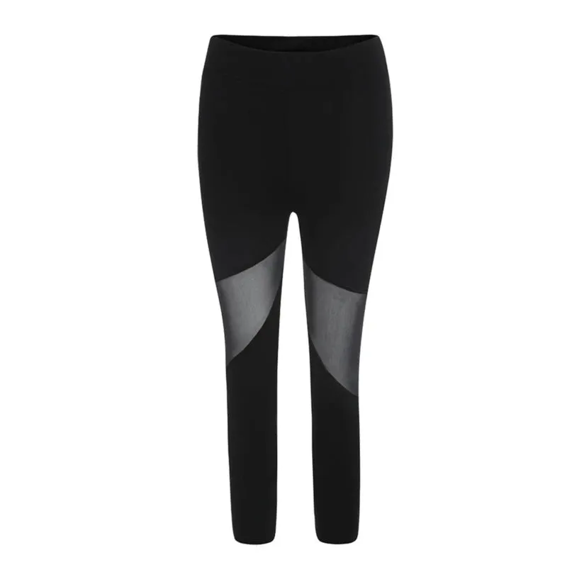 Black Fitness Legging Women Heart Workout Leggings Mesh Design
