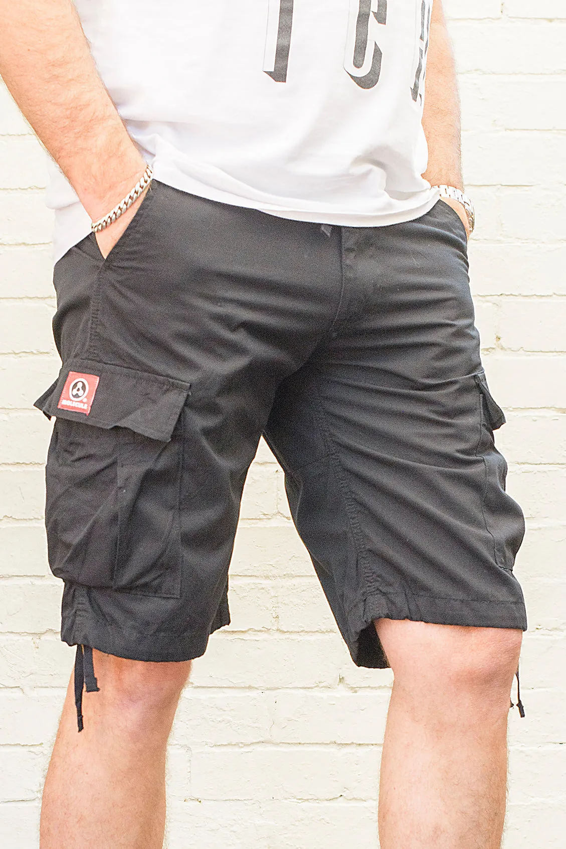Black Shorter Length Molecule 55002 Lightweight Cargo Shorts
