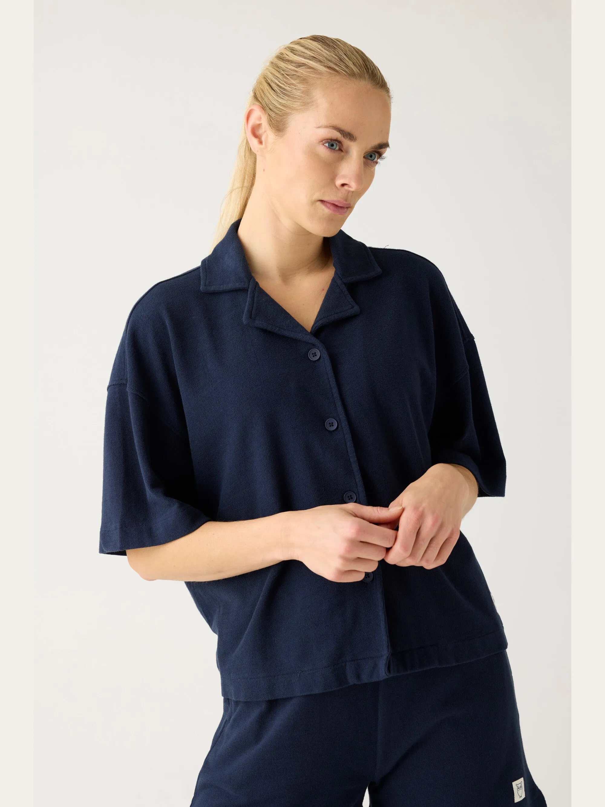 Bouclé short sleeved shirt - GOTS/Vegan - Night Sky