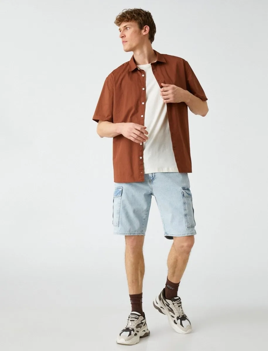 Cargo Denim Short in Light Wash