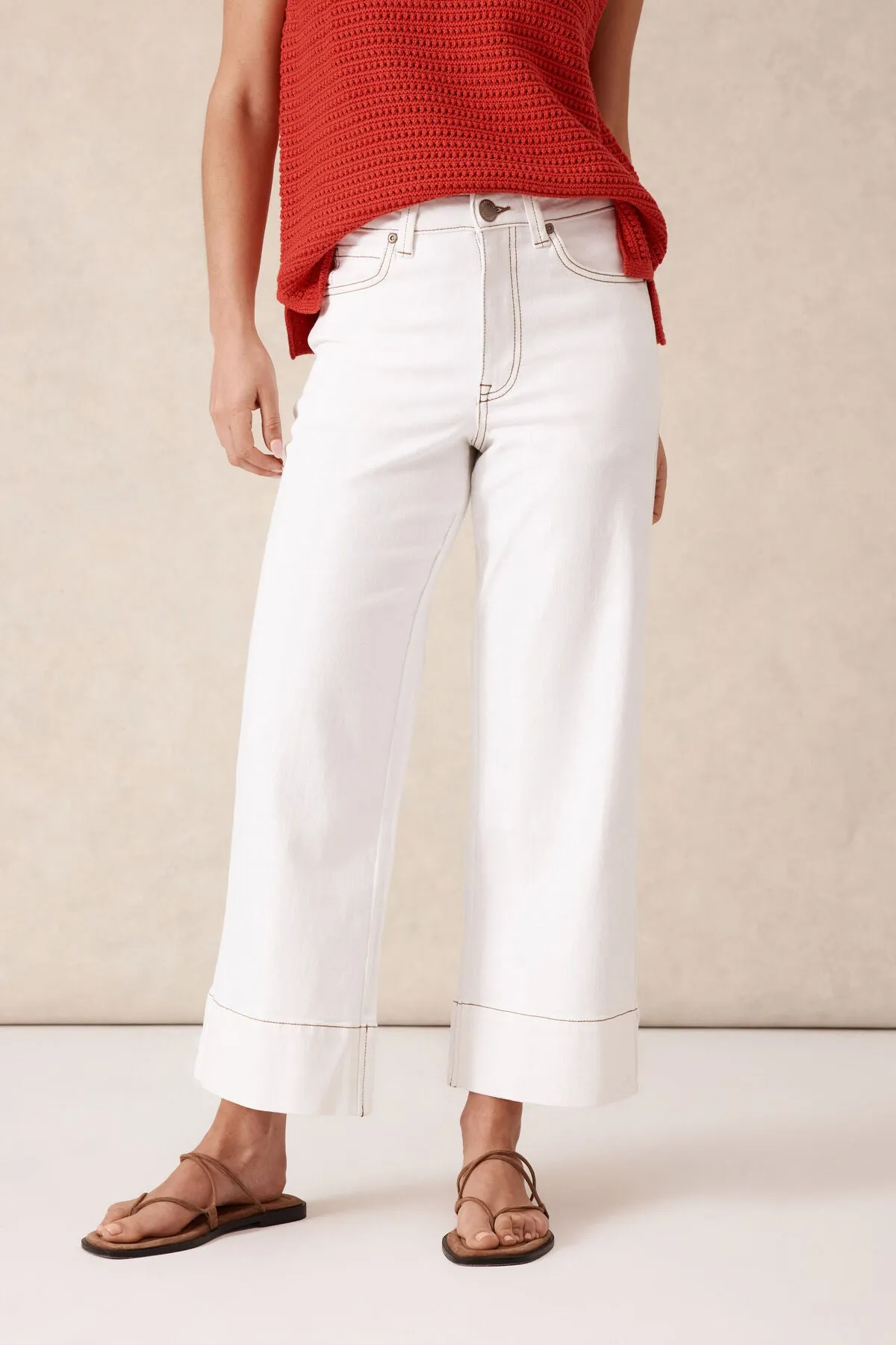 Ceres Life Wide Leg Crop Jean - fresh ecru