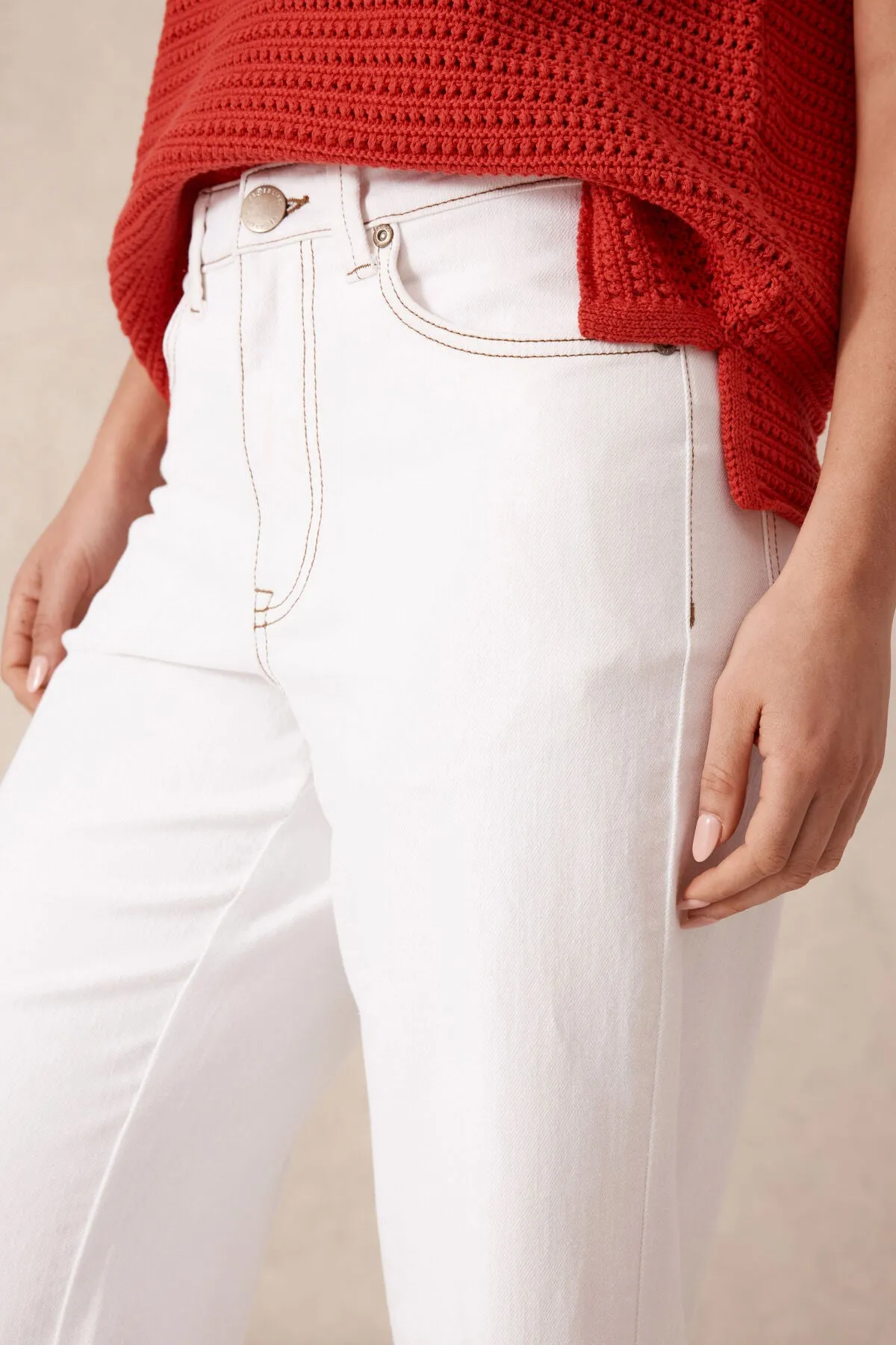 Ceres Life Wide Leg Crop Jean - fresh ecru