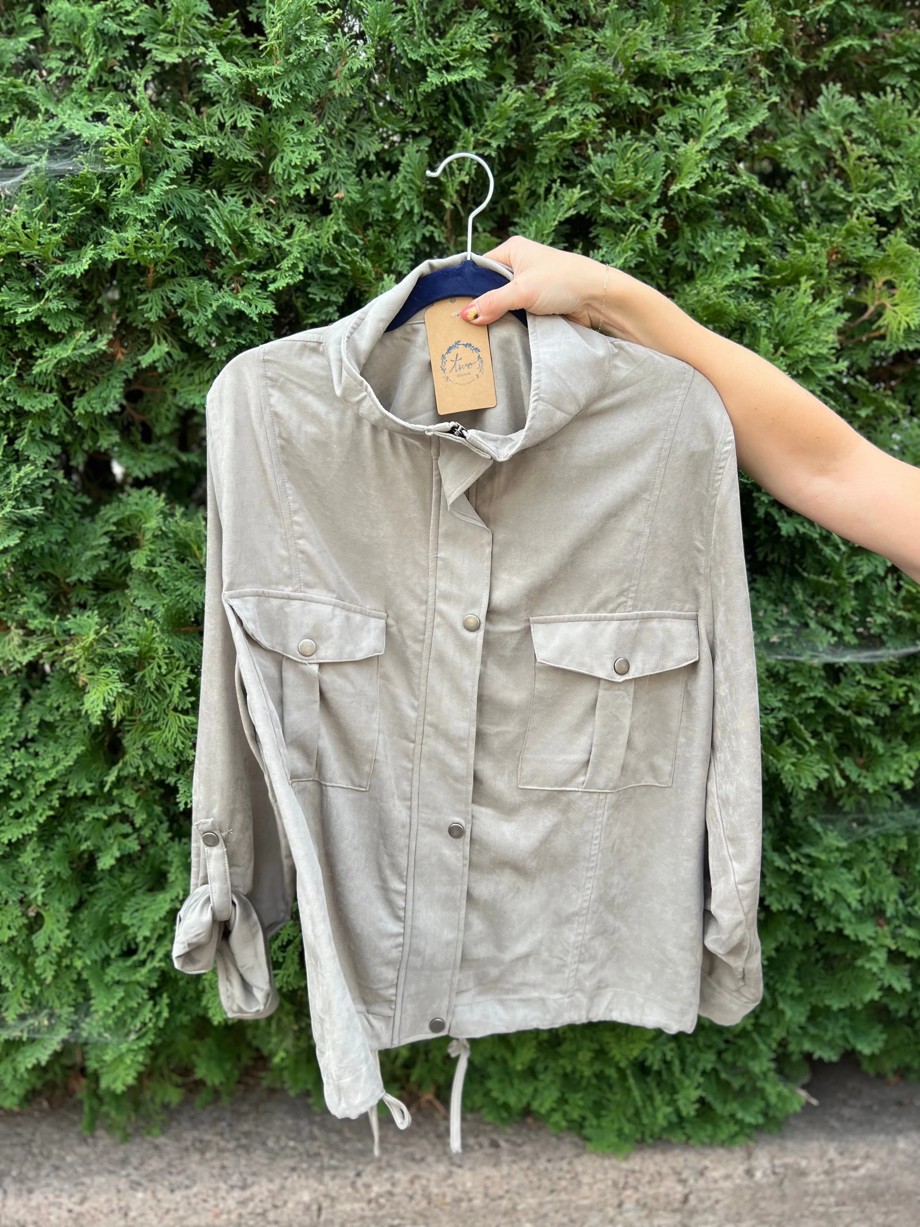 Cropped Utility Zipper Safari Jacket