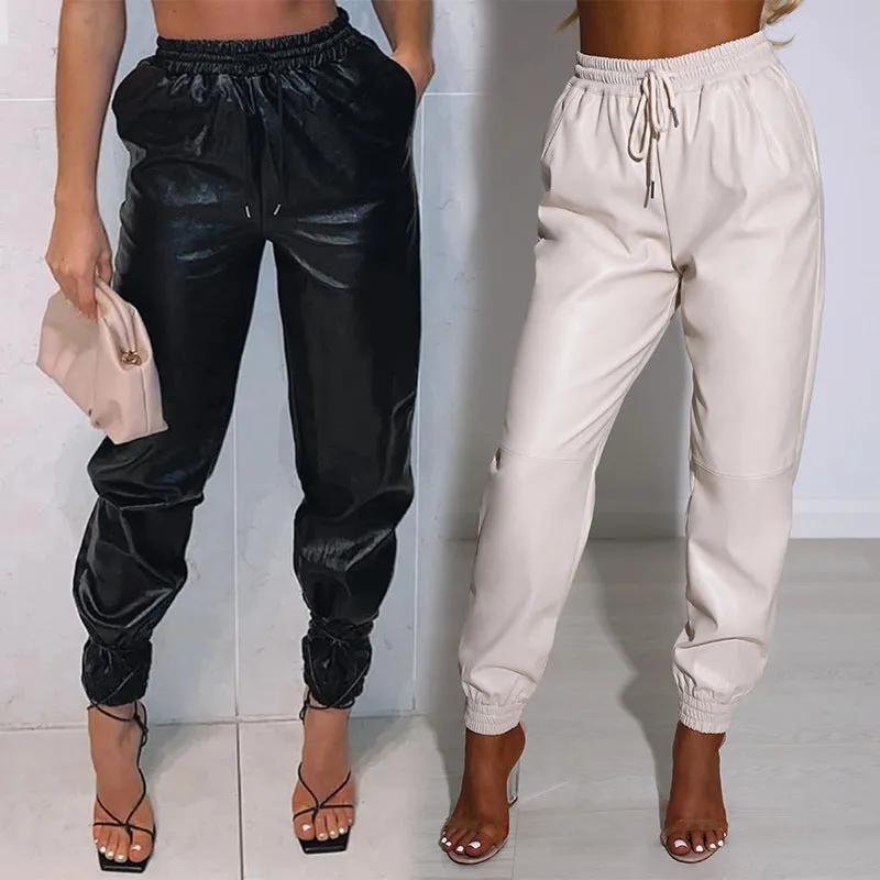 Drawstring Elastic Waist Slim Pants