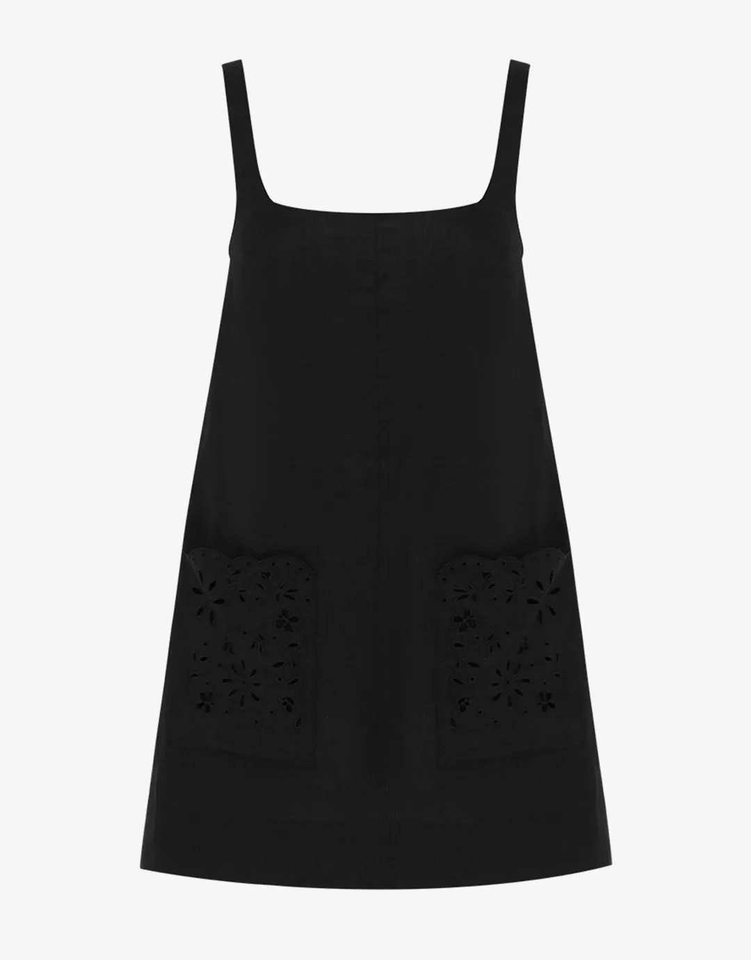 Ebony Embroidered Shift Mini Dress - Black