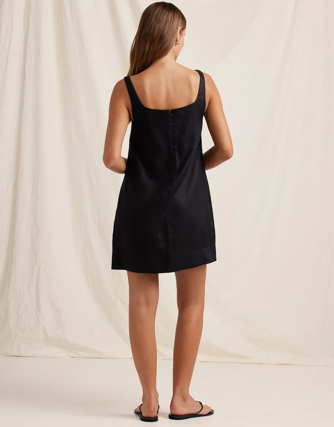 Ebony Embroidered Shift Mini Dress - Black