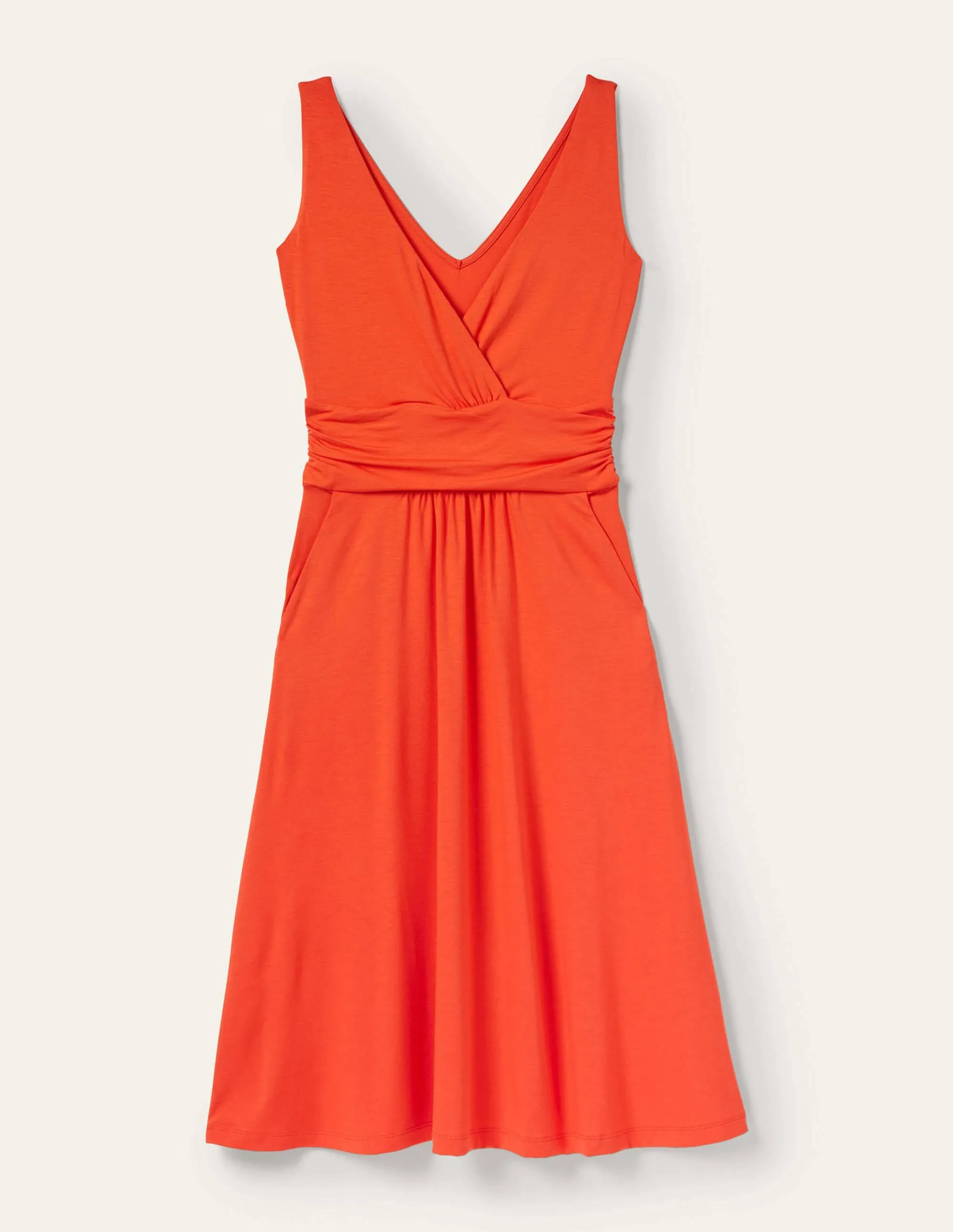 Effie V-Neck Jersey Dress-Papaya