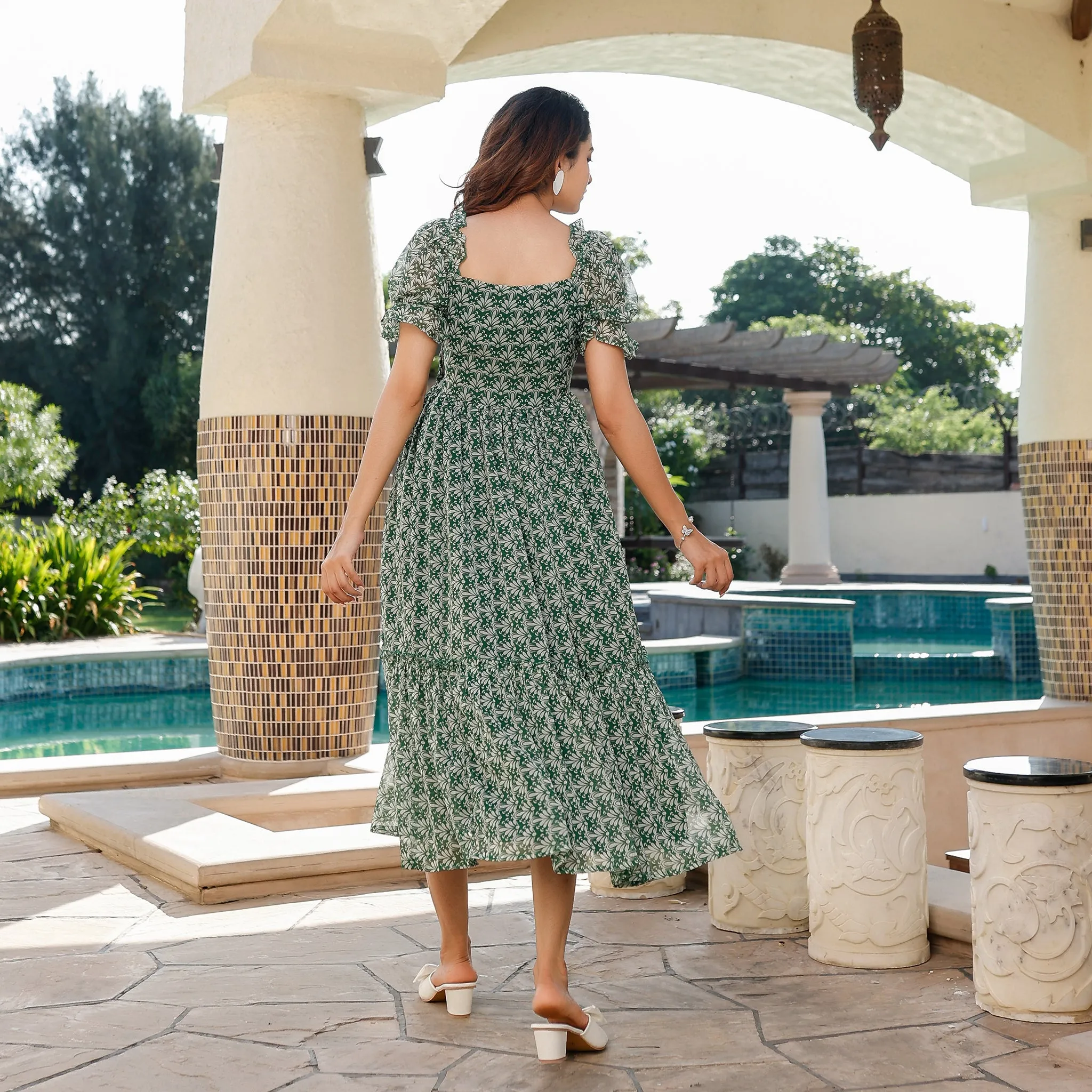 Esther Green Floral Maxi Dress