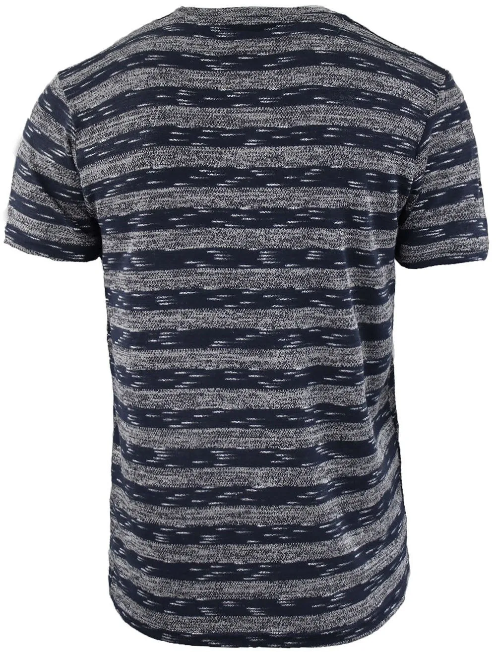 Ethan Striped Knit Crew Neck T-Shirt in Navy
