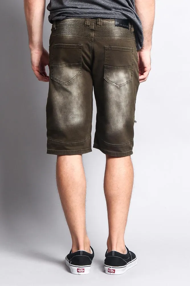Faded Zipper Front Biker Shorts