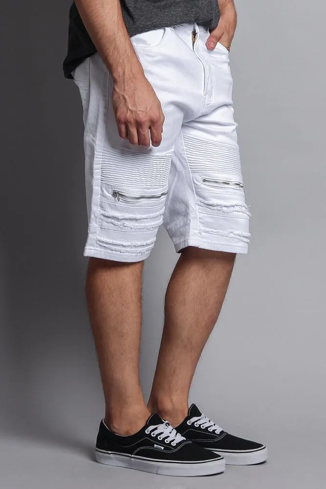 Faded Zipper Front Biker Shorts