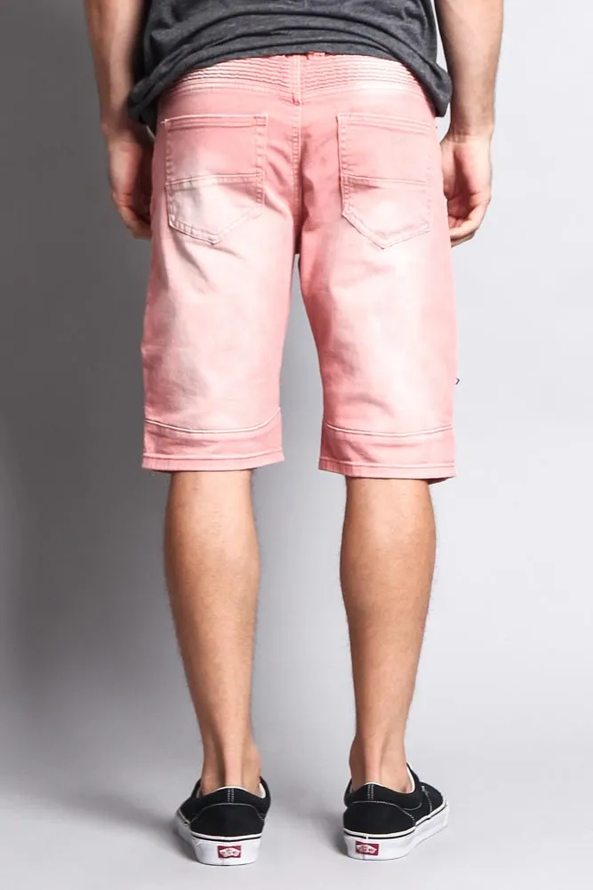 Faded Zipper Front Biker Shorts
