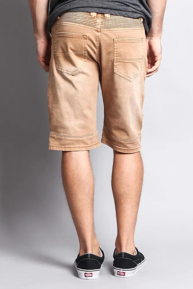 Faded Zipper Front Biker Shorts