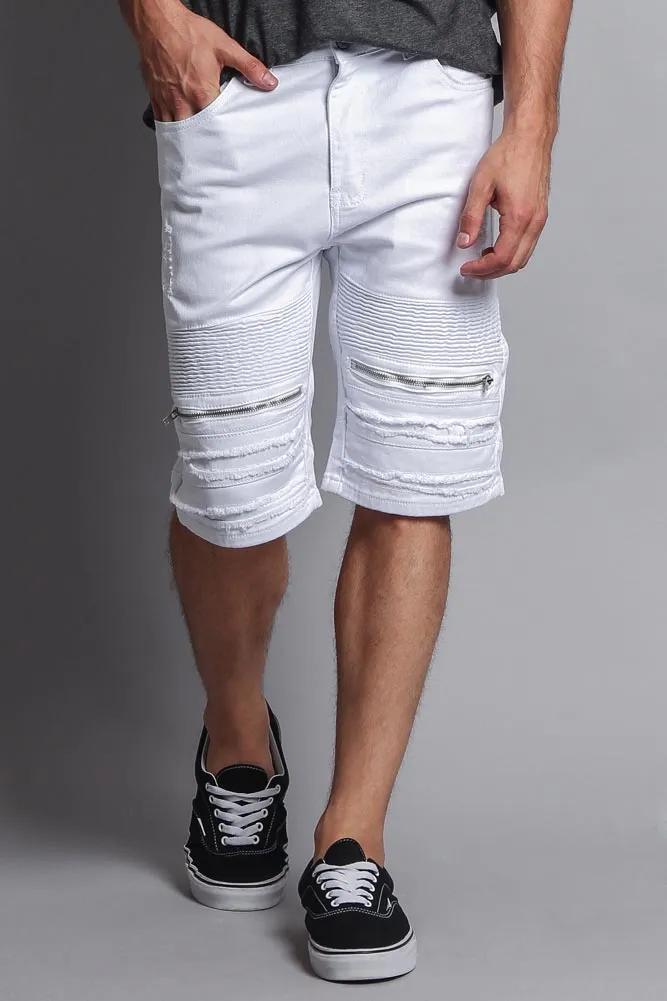 Faded Zipper Front Biker Shorts