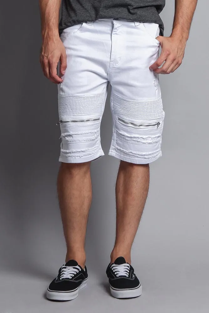 Faded Zipper Front Biker Shorts