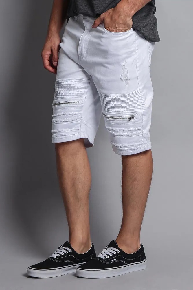 Faded Zipper Front Biker Shorts