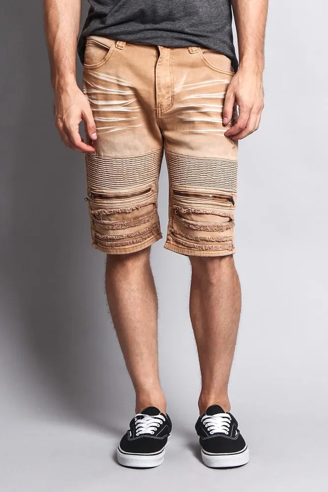 Faded Zipper Front Biker Shorts