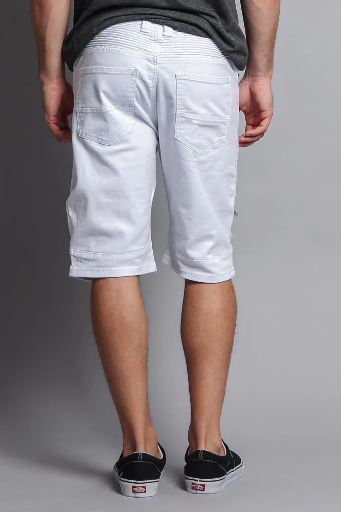 Faded Zipper Front Biker Shorts
