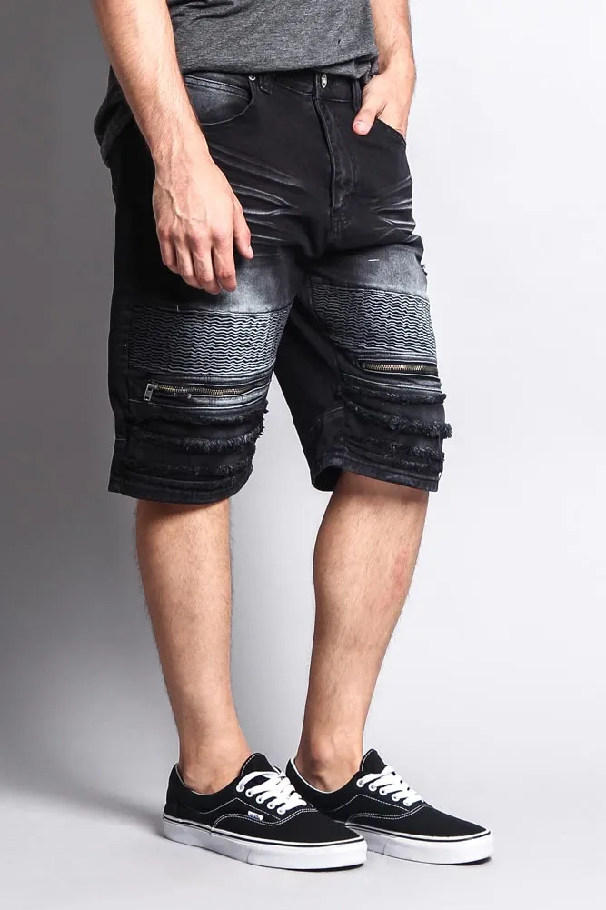 Faded Zipper Front Biker Shorts