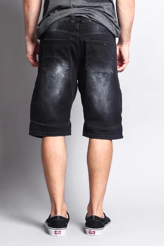 Faded Zipper Front Biker Shorts