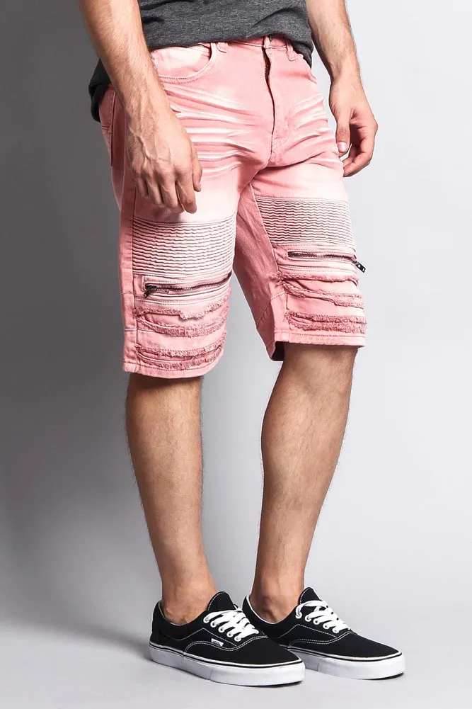 Faded Zipper Front Biker Shorts