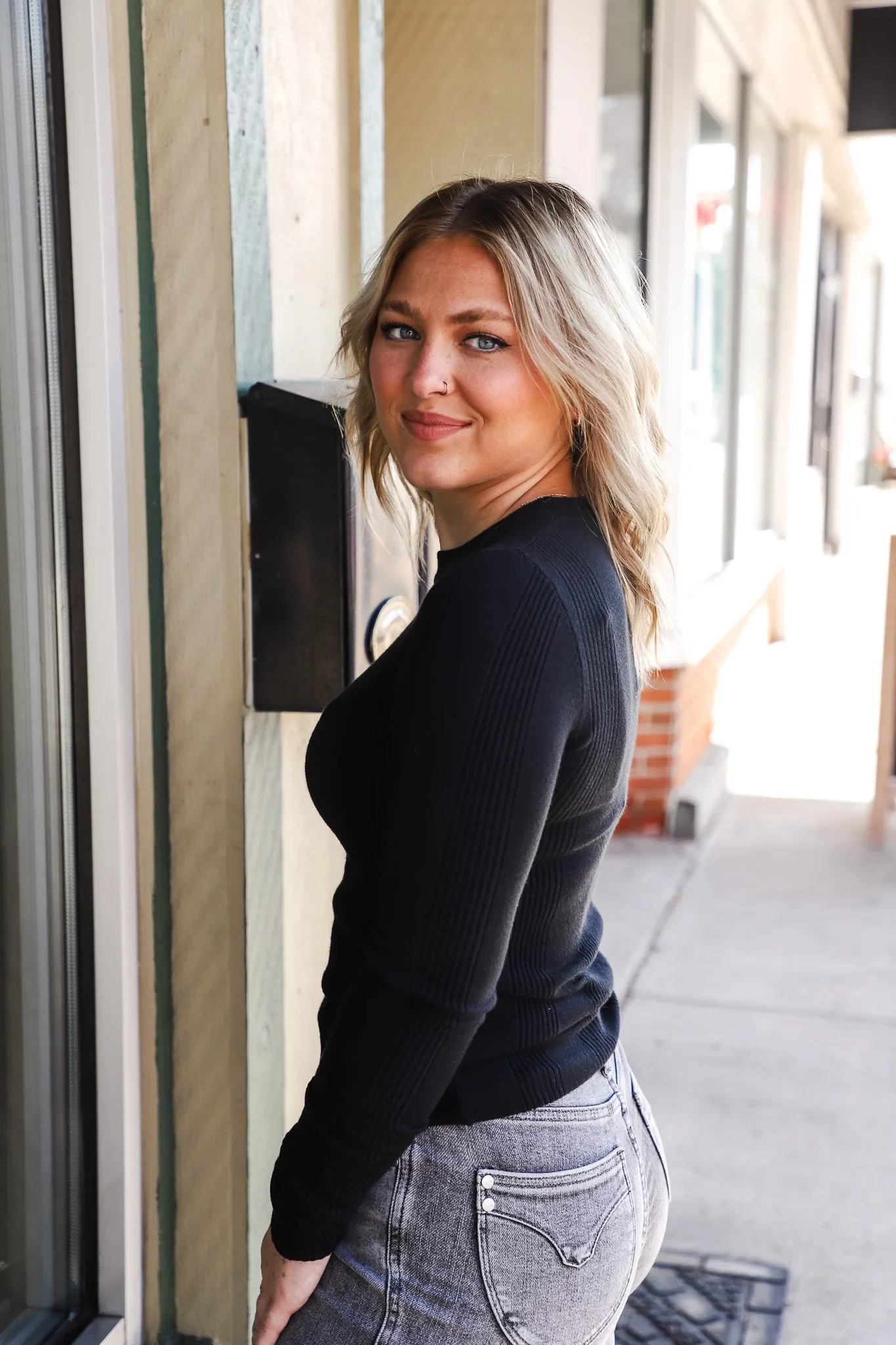 Fall Ribbed Sweater Top