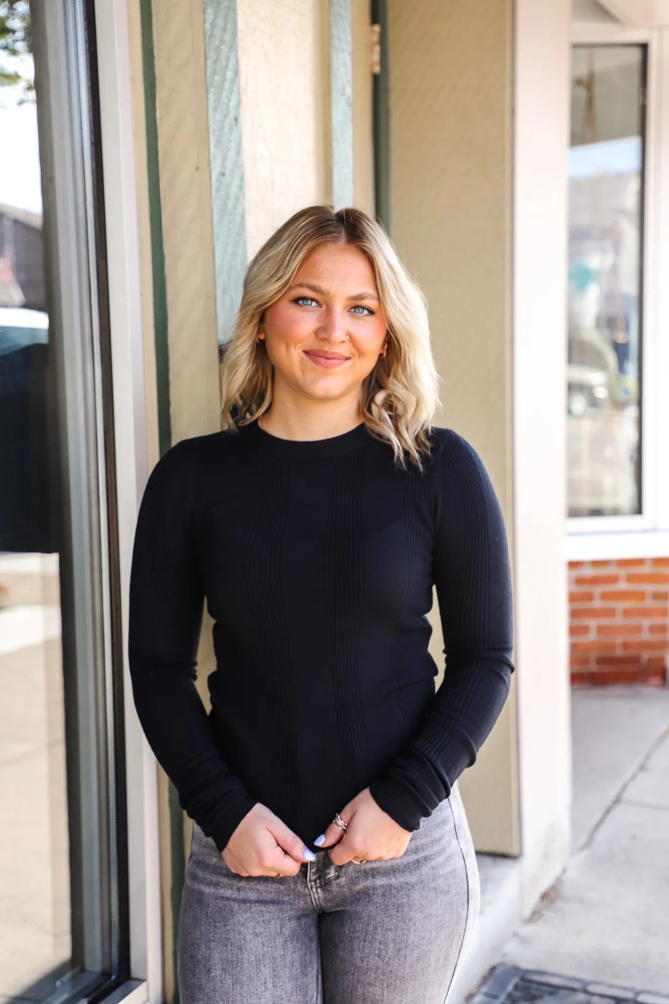Fall Ribbed Sweater Top