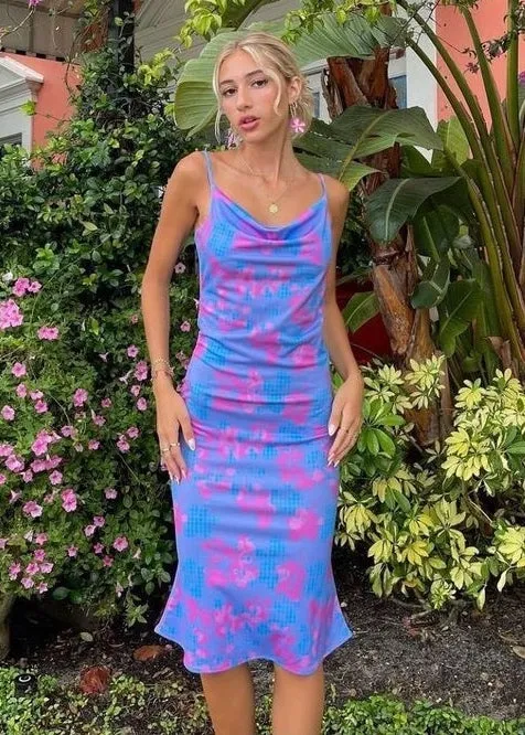 Floral Print Spaghetti Straps Midi Dress