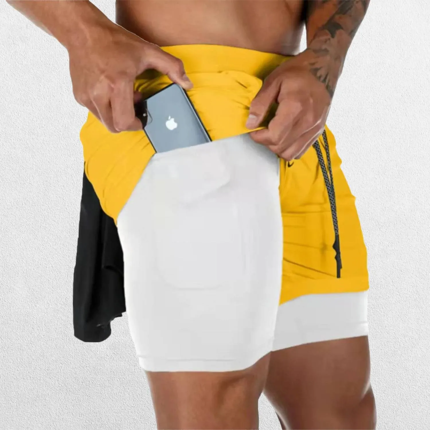 GPW Men's 2-in-1 Running Shorts for Gym & Fitness Workouts