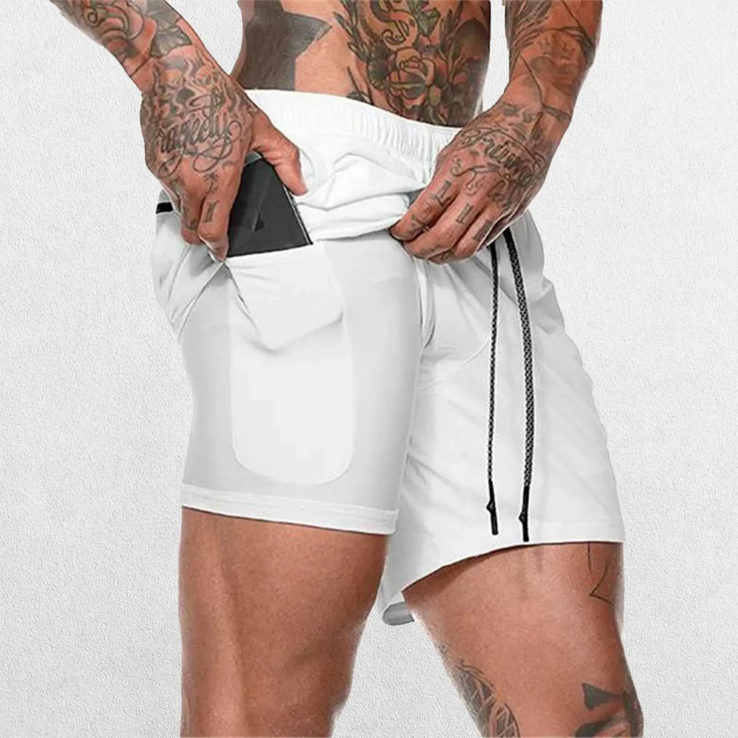 GPW Men's 2-in-1 Running Shorts for Gym & Fitness Workouts