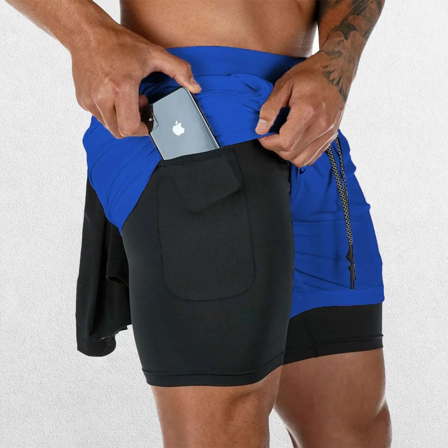 GPW Men's 2-in-1 Running Shorts for Gym & Fitness Workouts