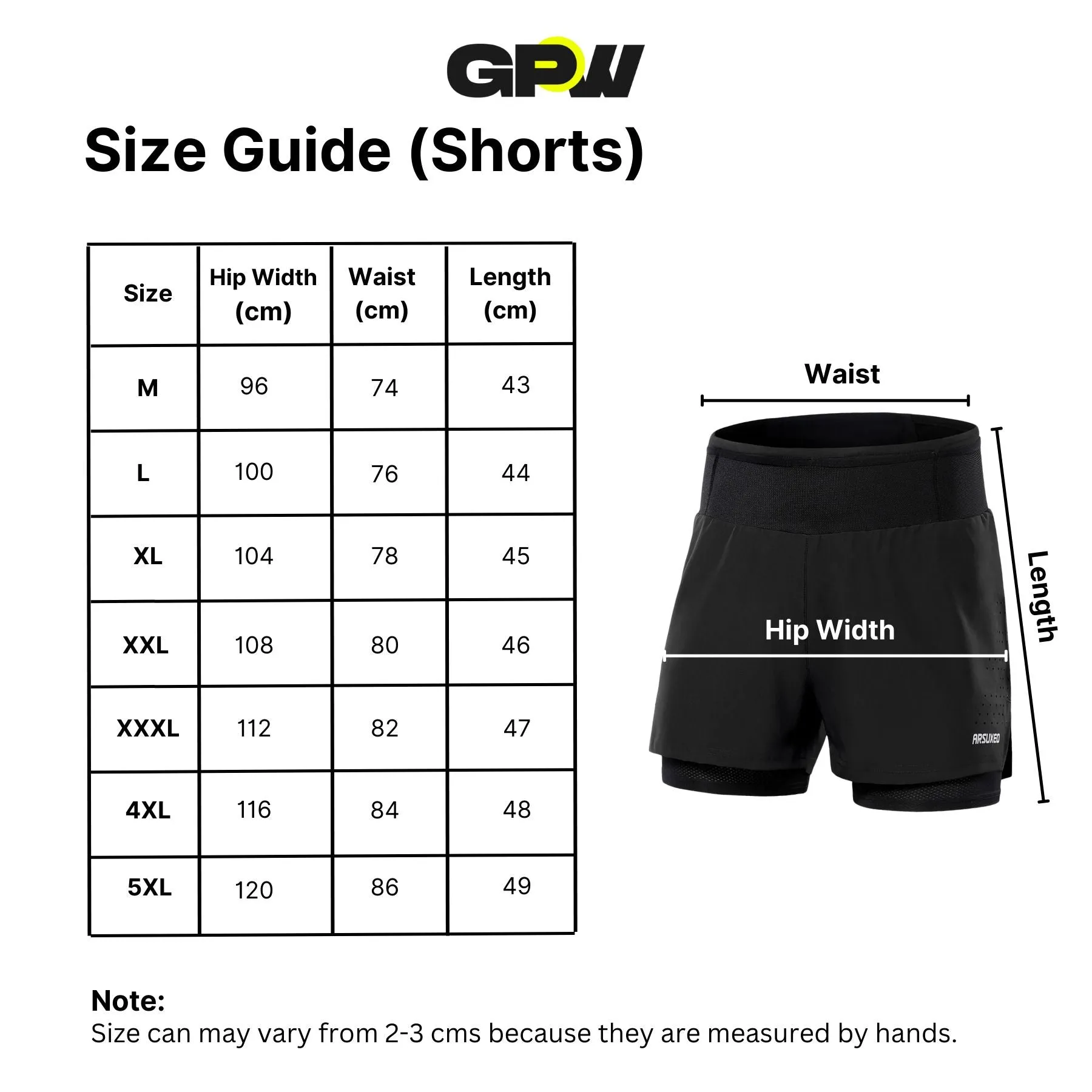 GPW Men's 2-in-1 Running Shorts for Gym & Fitness Workouts