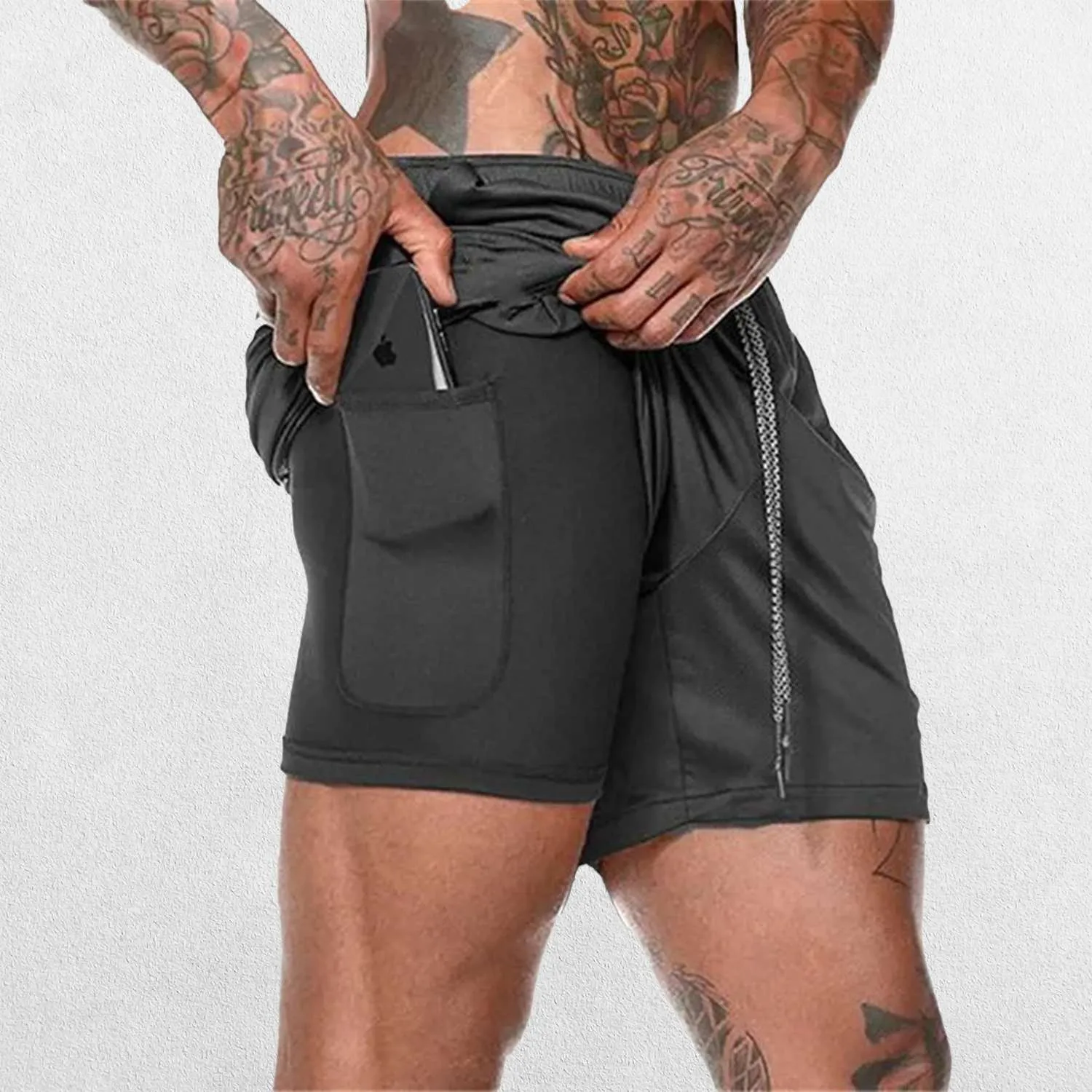 GPW Men's 2-in-1 Running Shorts for Gym & Fitness Workouts