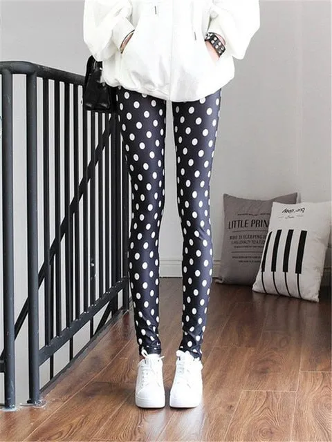 High Waist Leggings Pants Fitness Graffiti Women Fashion Houndstooth Push Up Running Elastic Trousers Stripe Dot Bottom