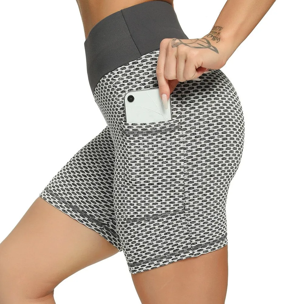 High Waist Sports Shorts Pockets Shorts