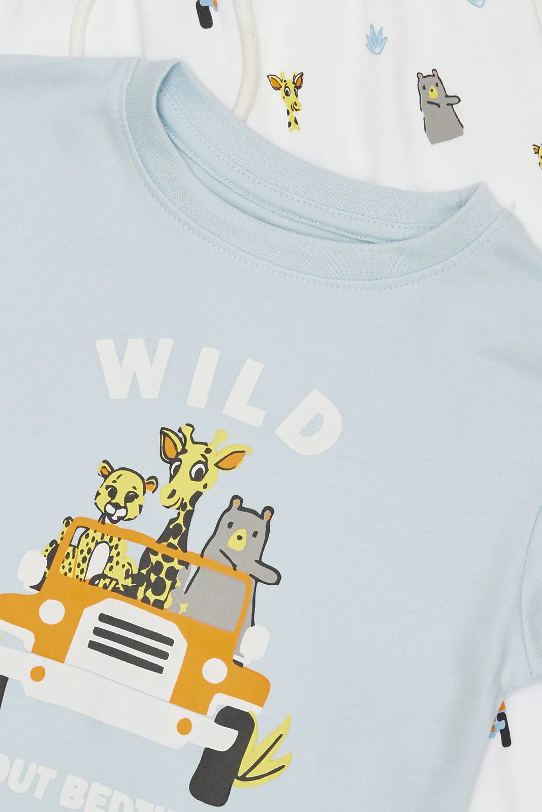 Infant Boys Blue And White Printed Pyjama Set (2 Piece)