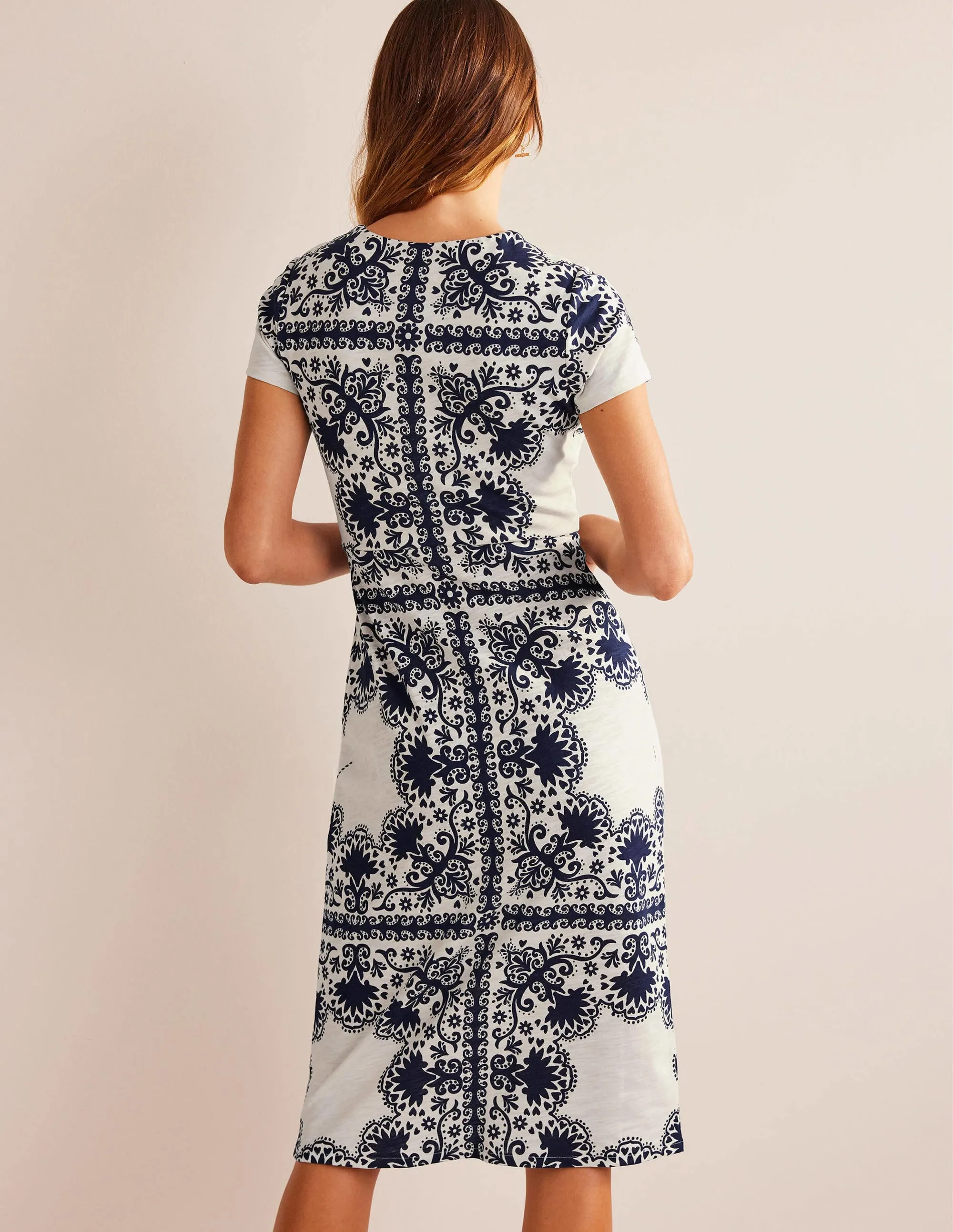 Jersey Column Midi Dress-Navy, Floweret Placement